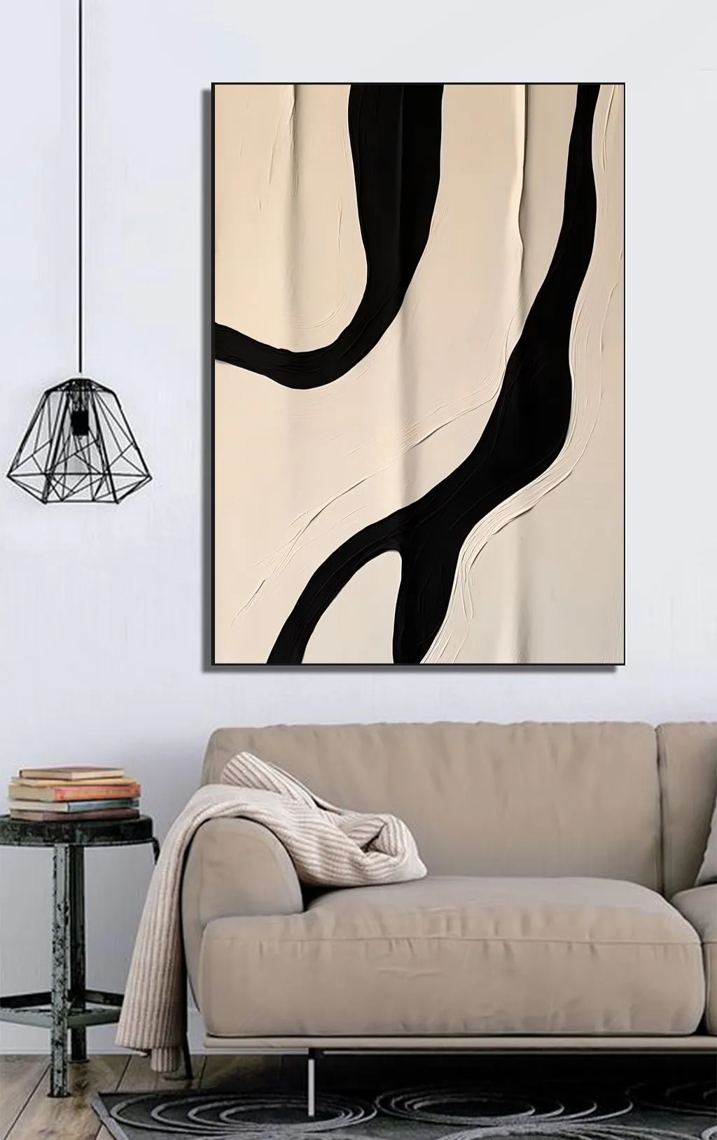 Siyah ve Krem Rengi Modern Kıvrımlar