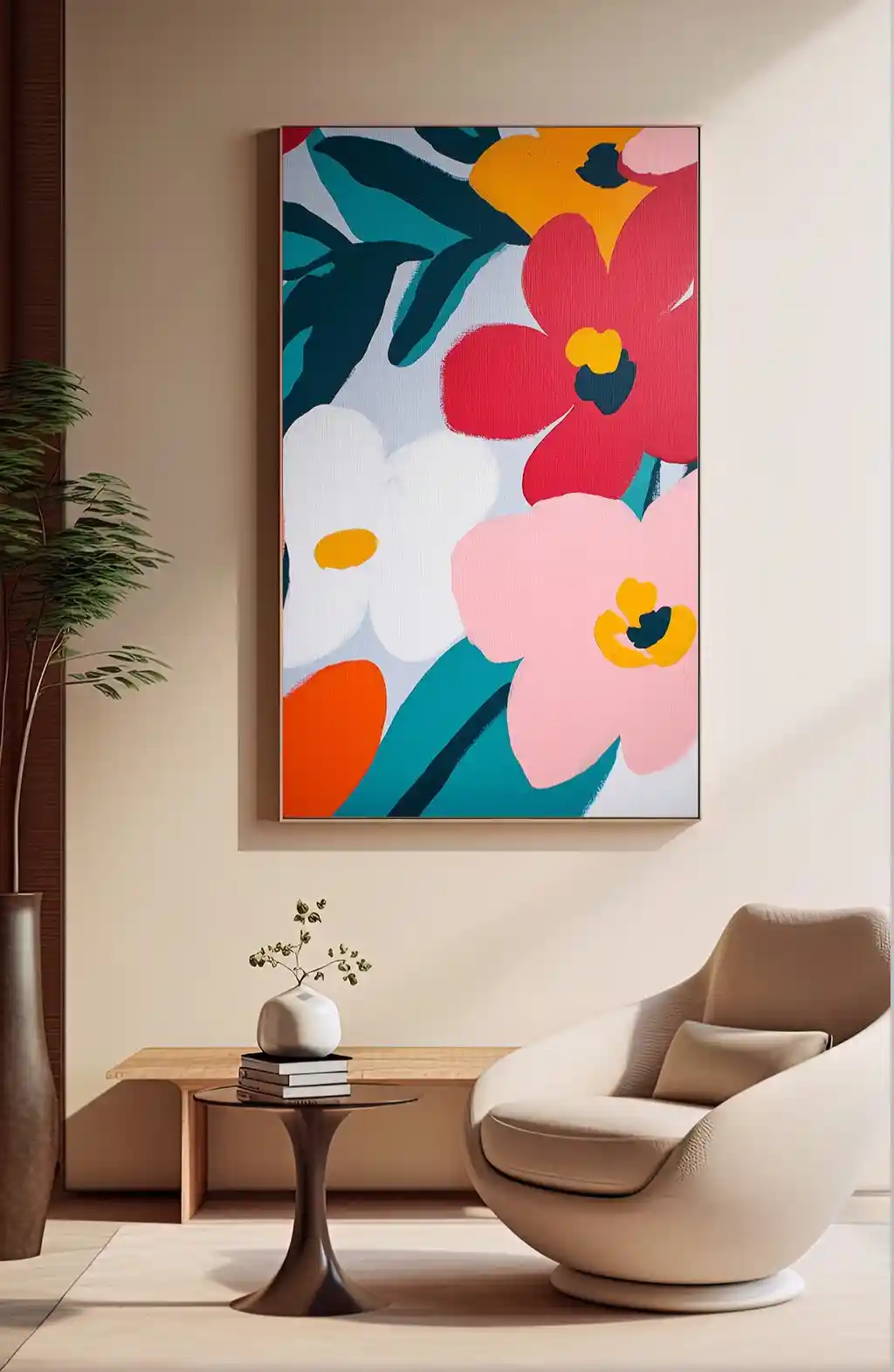Renkli Çiçeklerin Pop Art Esintisi