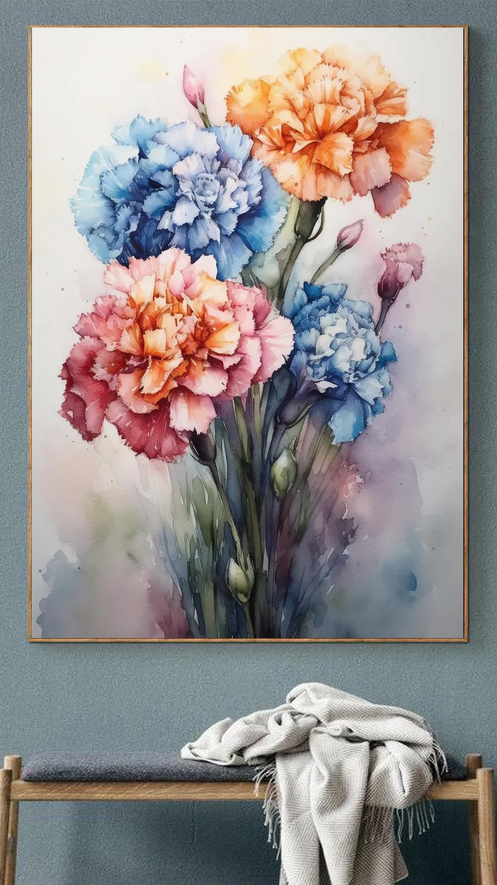 Rengarenk Suluboya Karanfiller