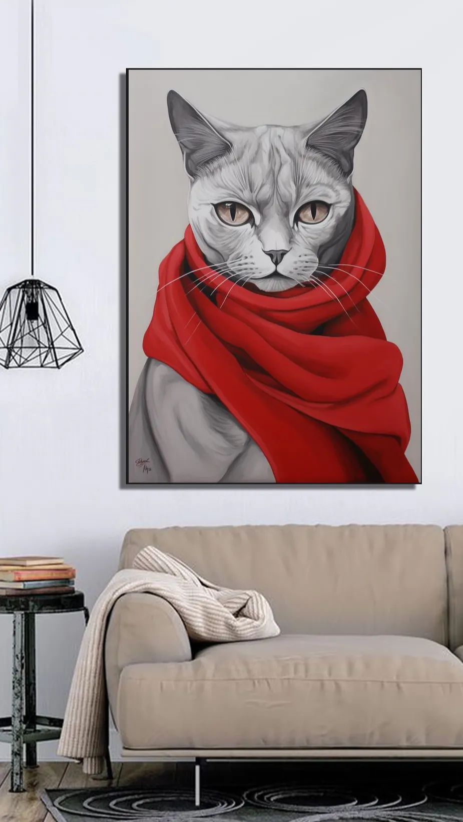 Kırmızı Atkılı Kedinin Mağrur Bakışı