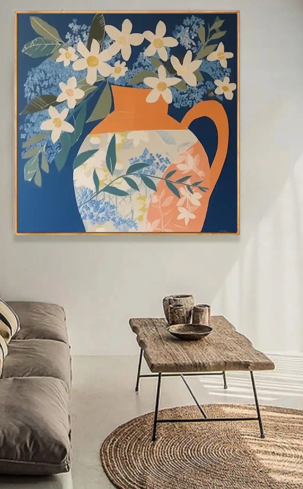 Turuncu Vazoda Mavi Esintiler