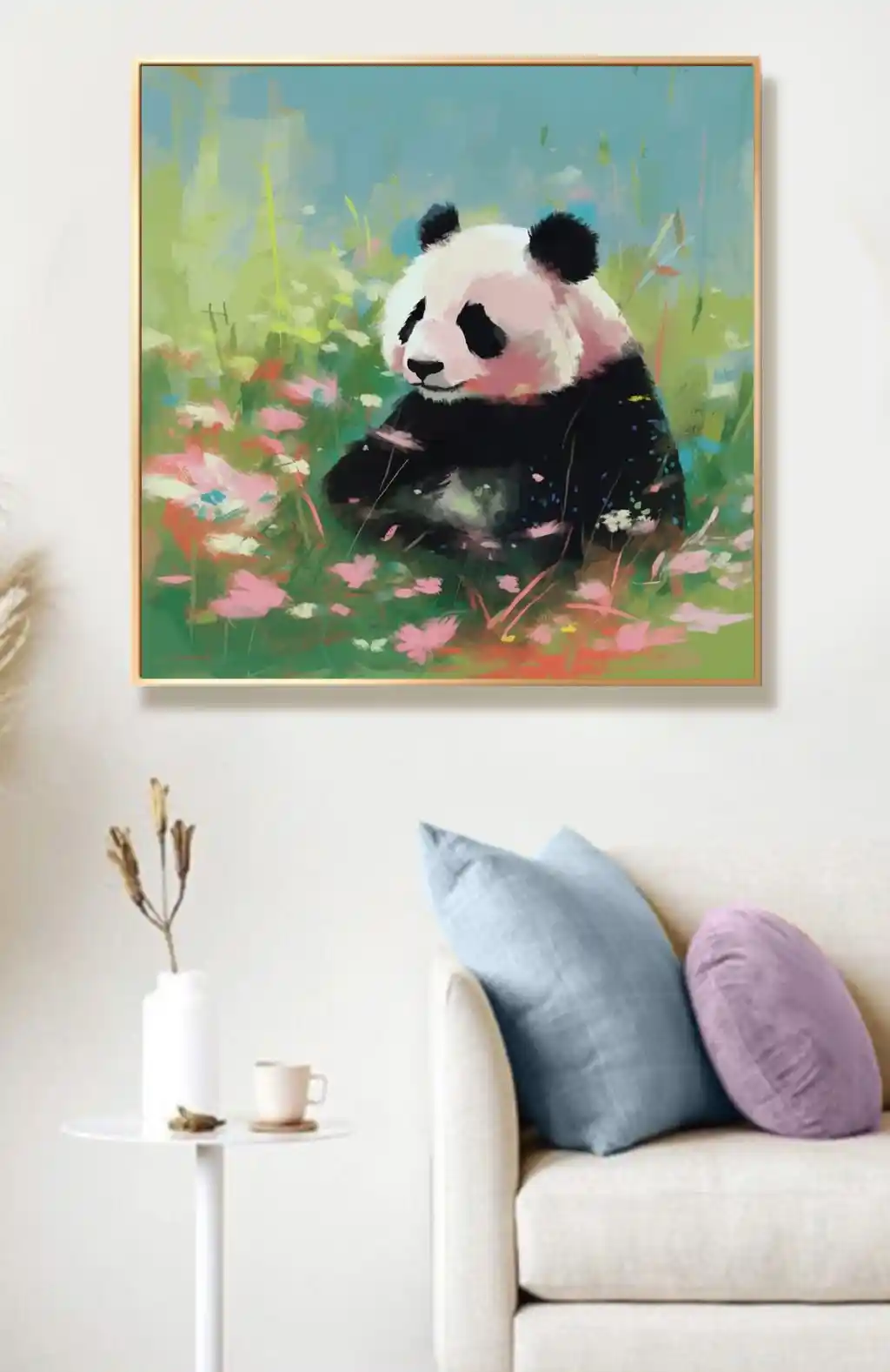 Çiçek Bahçesinde Dinlenen Panda