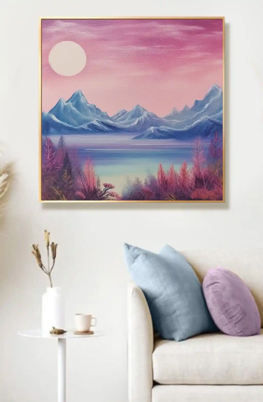 Mor Rüya: Dağlar ve Göl Manzarası