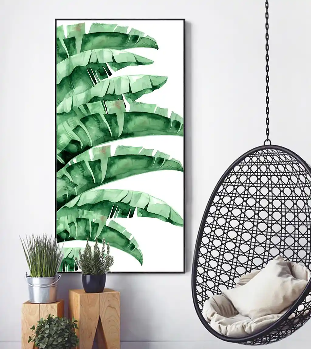 Sulu Boya Dokunuşlu Egzotik Yapraklar