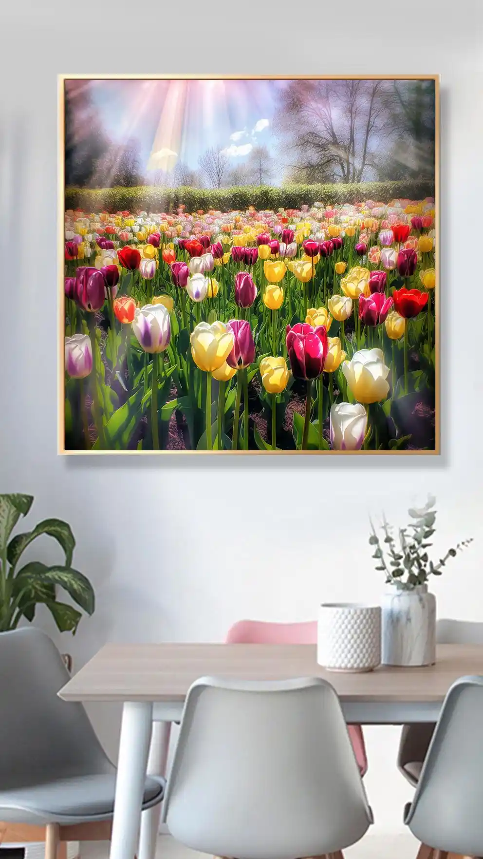 Güneş Işığında Rengarenk Lale Bahçesi