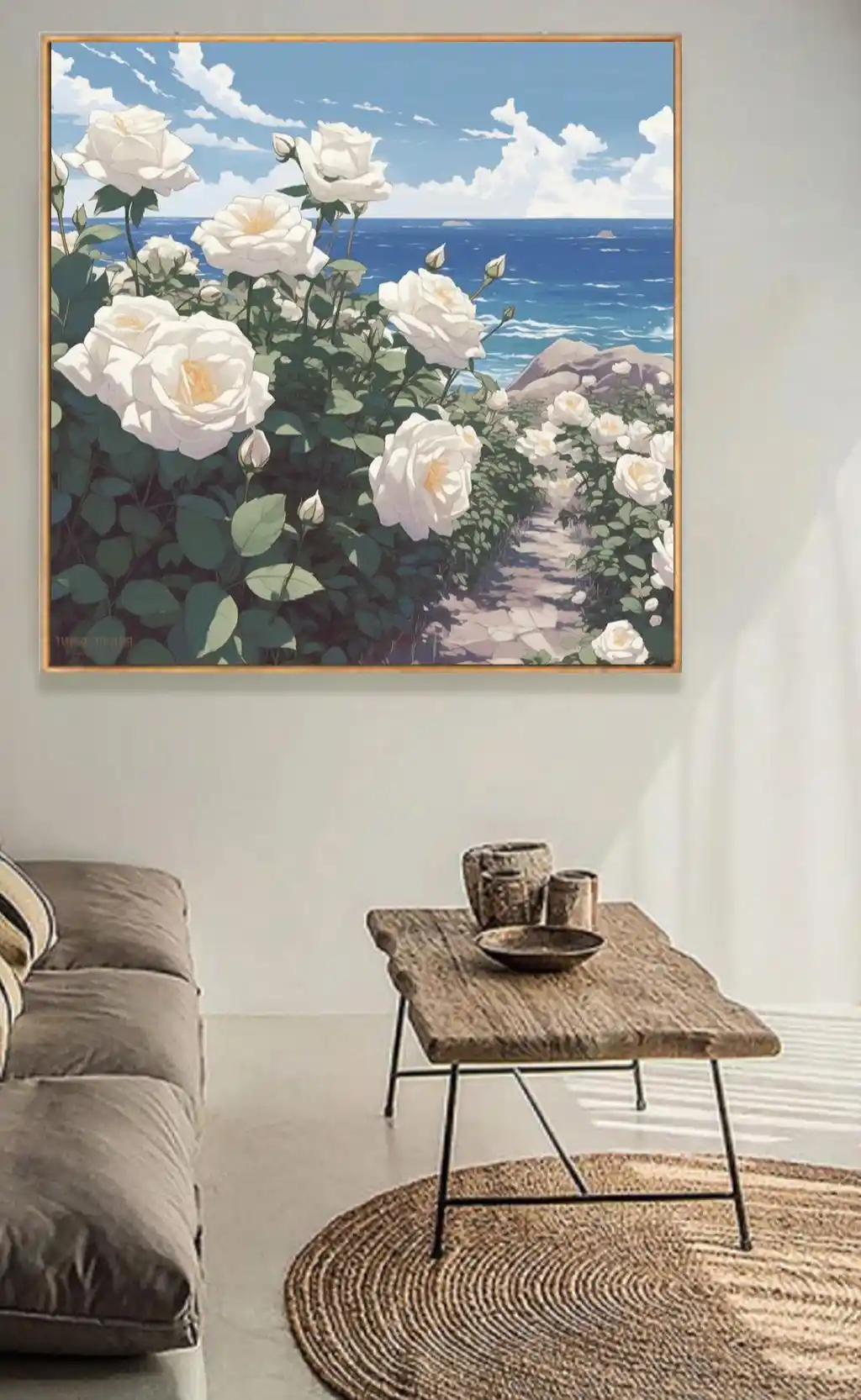 Deniz Kıyısında Beyaz Gül Yolu