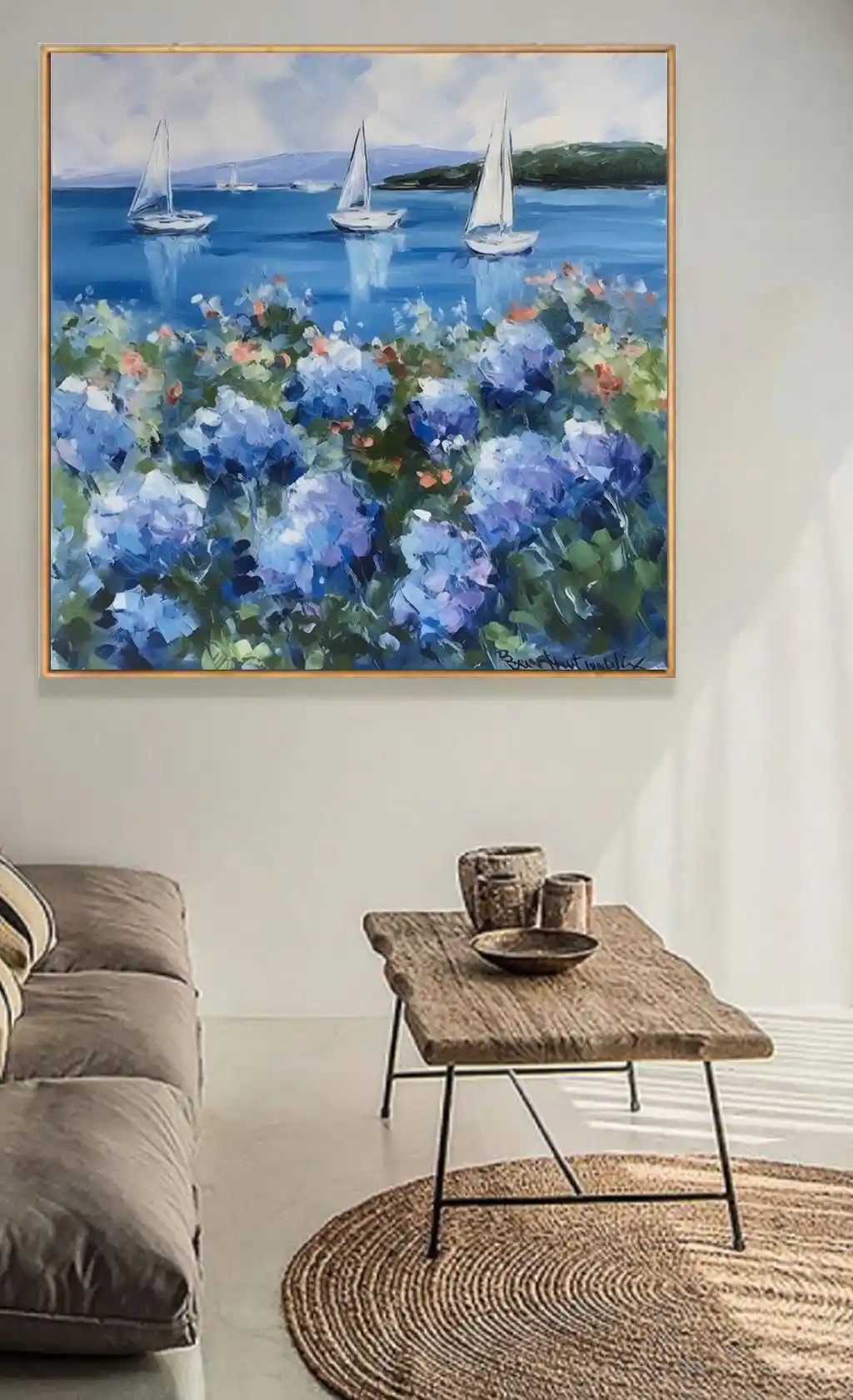 Deniz Kıyısında Mavi Ortancalar