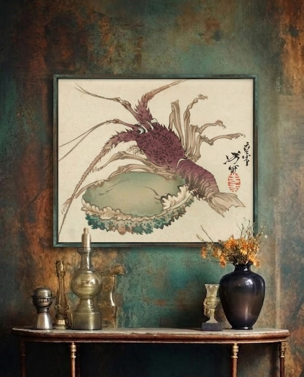 Spiny Lobster and Abalone (Dikenli Istakoz ve Deniz Kulağı), Utagawa Hiroshige, 1833