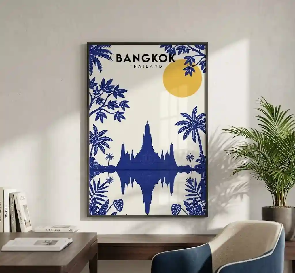 Thailand, BANGKOK, Mavi tapınak yansıması