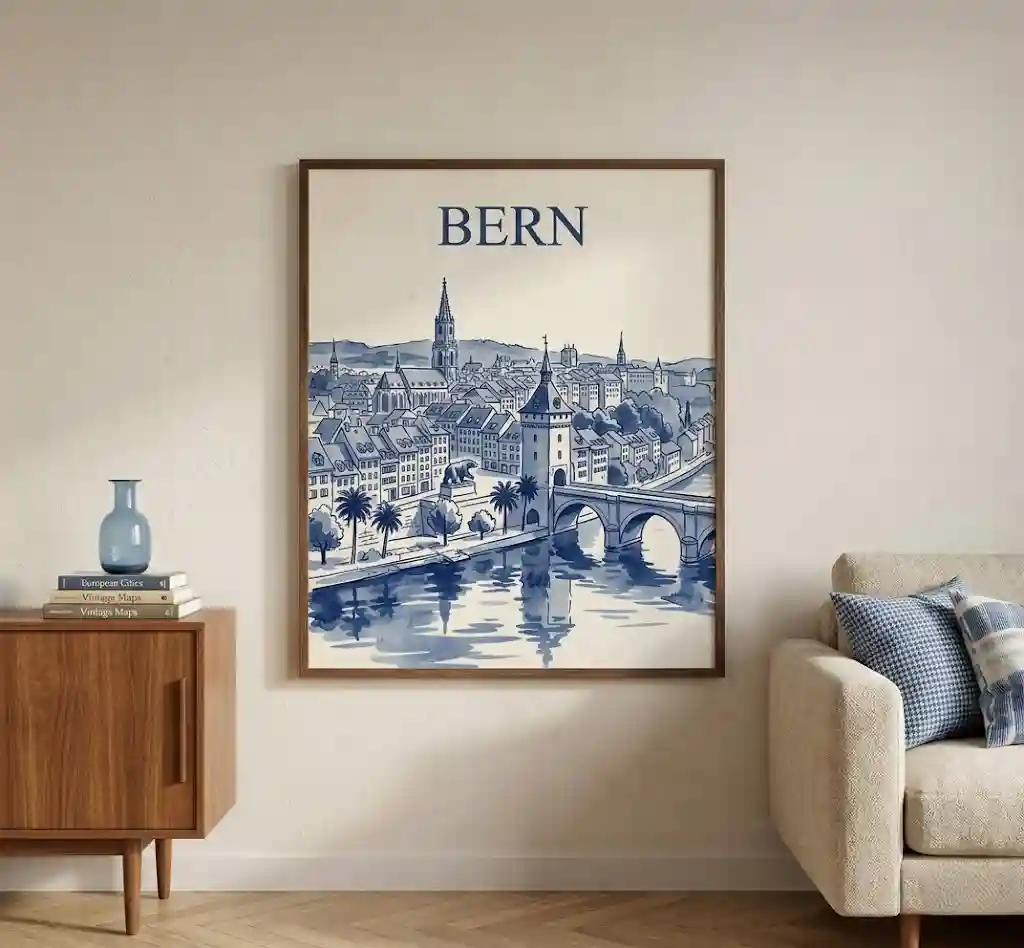 Switzerland, BERN, Aare nehri üzerinde eski şehrin huzuru
