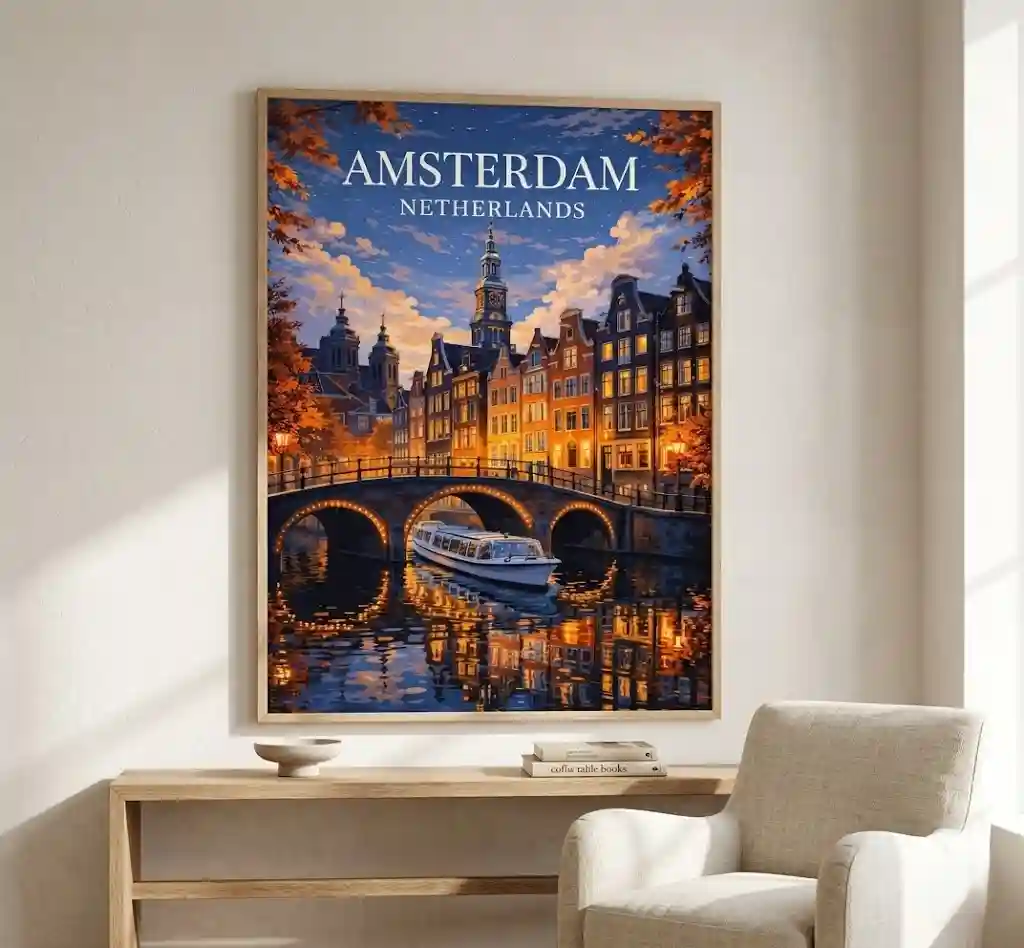 Netherlands, Amsterdam, Işıklarıyla Büyüleyen Gece