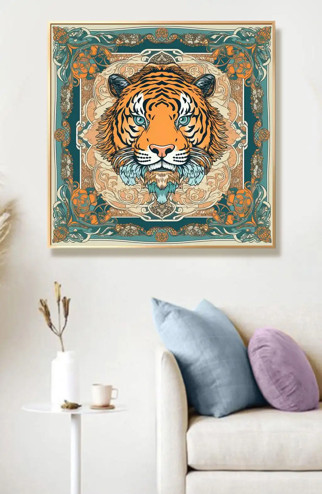 Egzotik Kaplan Portresi & Barok Desen Tablosu