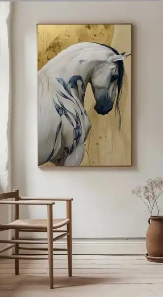 Sarmaşık Desenli Beyaz At