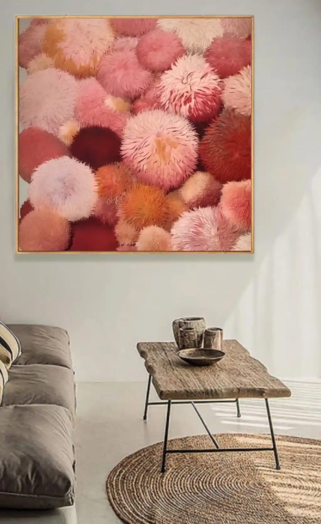 Gün Batımı Esintili Pastel Ponpon Çiçekler İllüstrasyonu