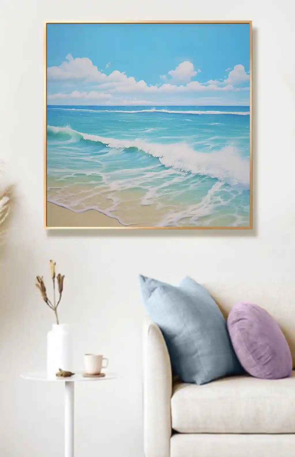 Turkuaz Dalgalar ve Beyaz Köpükler Sahil Esintisi Manzarası