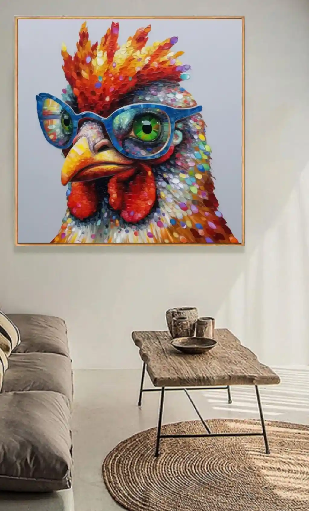 Gözlüklü Horozun Renkli Portresi