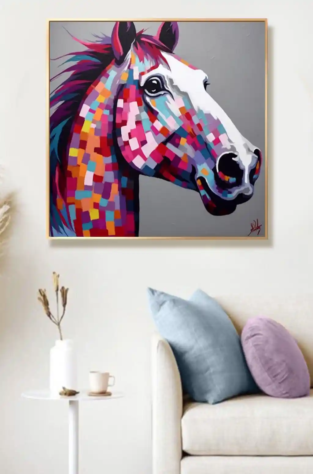 Renk Bloklarıyla Modern At Portresi